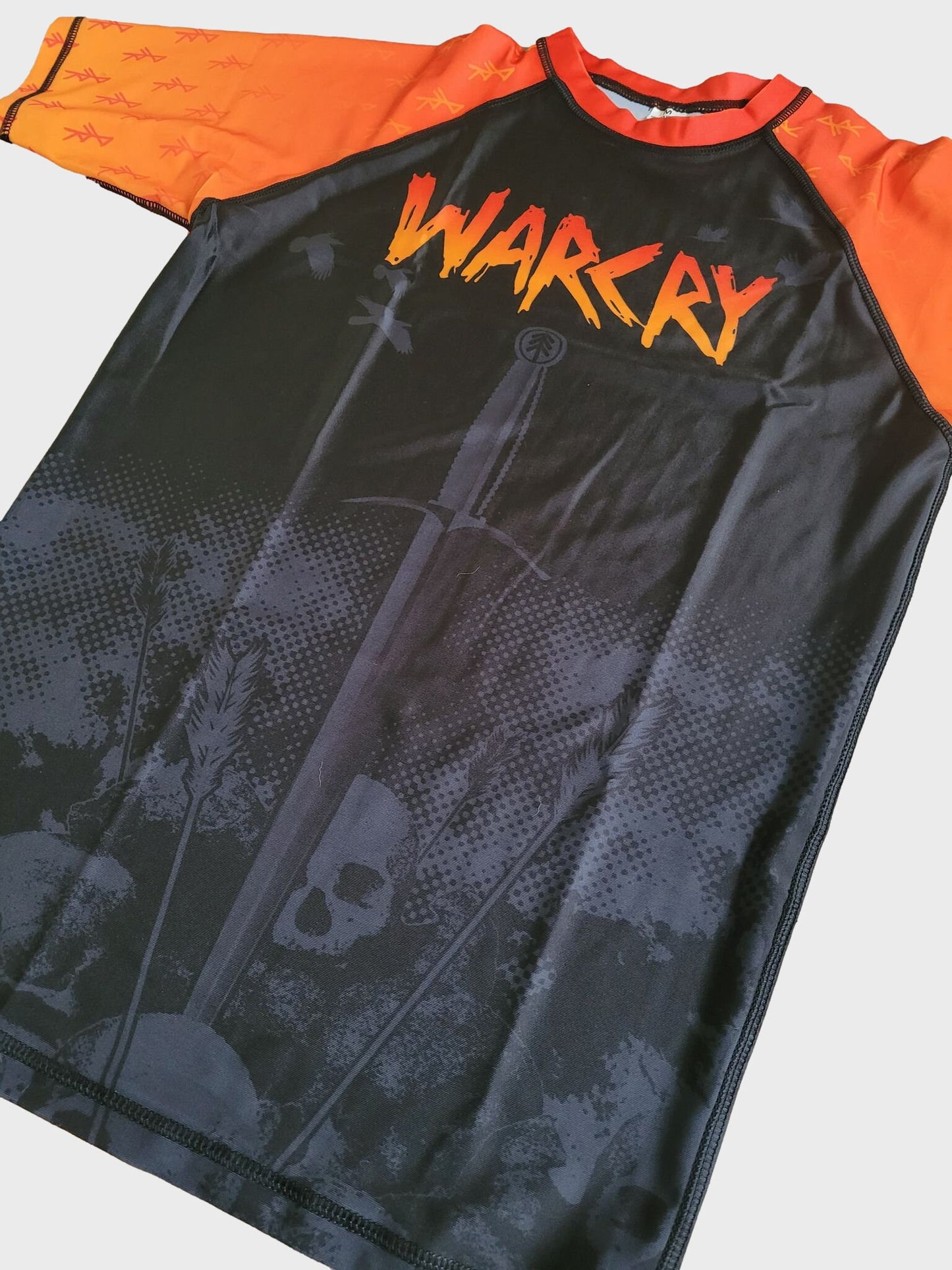 Raven Feeder - Orange WARCRY Short Sleeve Rashguard - BJJ - No-Gi - Rash guard - Fight Wear - Viking - Pagan - Heathen - WARCRY