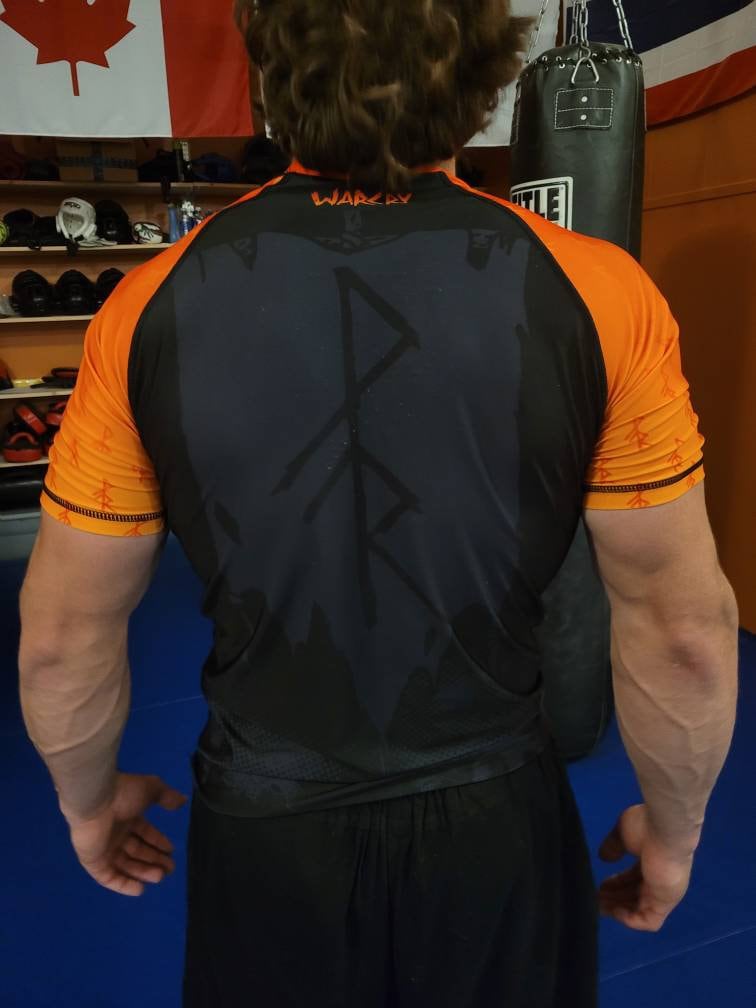 Raven Feeder - Orange WARCRY Short Sleeve Rashguard - BJJ - No-Gi - Rash guard - Fight Wear - Viking - Pagan - Heathen - WARCRY