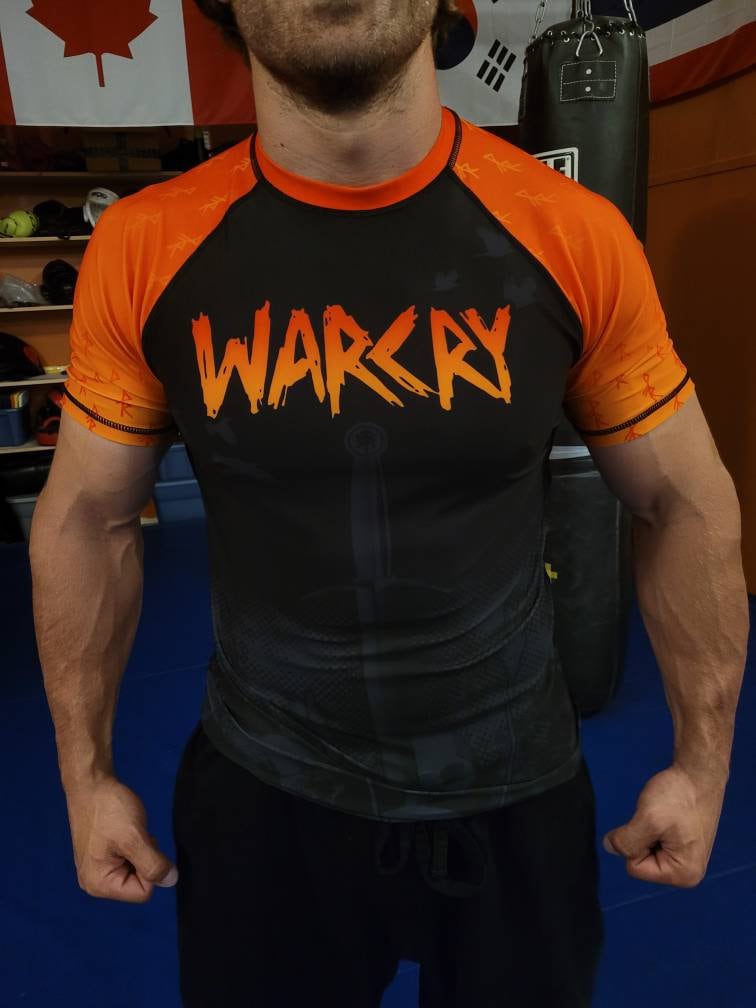 Raven Feeder - Orange WARCRY Short Sleeve Rashguard - BJJ - No-Gi - Rash guard - Fight Wear - Viking - Pagan - Heathen - WARCRY