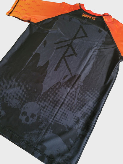 Raven Feeder - Orange WARCRY Short Sleeve Rashguard - BJJ - No-Gi - Rash guard - Fight Wear - Viking - Pagan - Heathen - WARCRY