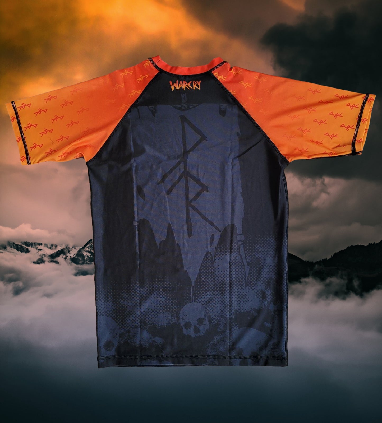 Raven Feeder - Orange WARCRY Short Sleeve Rashguard - BJJ - No-Gi - Rash guard - Fight Wear - Viking - Pagan - Heathen - WARCRY