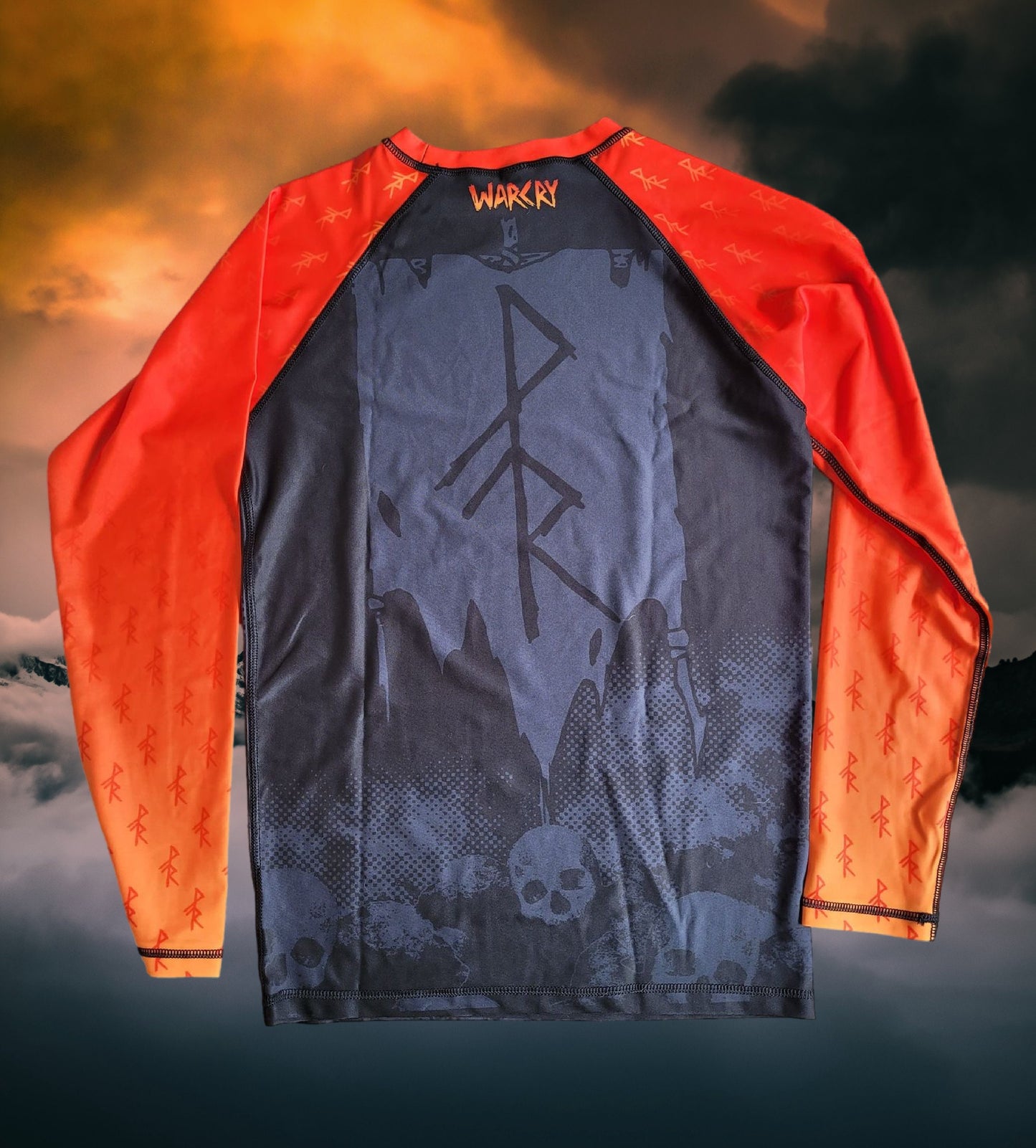 Long Sleeve BJJ Rashguard Raven Feeder Orange WARCRY No-Gi Rash guard Fight Wear Viking Pagan Heathen