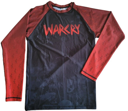 Red WARCRY Long Sleeve Rashguard Raven Feeder BJJ Kickboxing Muay Thai Striking Shirt No-Gi Rash guard Fight Wear Viking Pagan Heathen