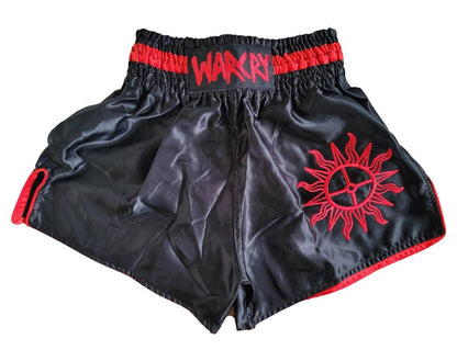 WARCRY Muay Thai Shorts Sun wheel Rune Poem Solar Worship Kickboxing MMA Boxing Thai Boxing Medieval Sun Gift Sparring Red