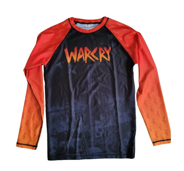 Long Sleeve BJJ Rashguard Raven Feeder Orange WARCRY No-Gi Rash guard Fight Wear Viking Pagan Heathen